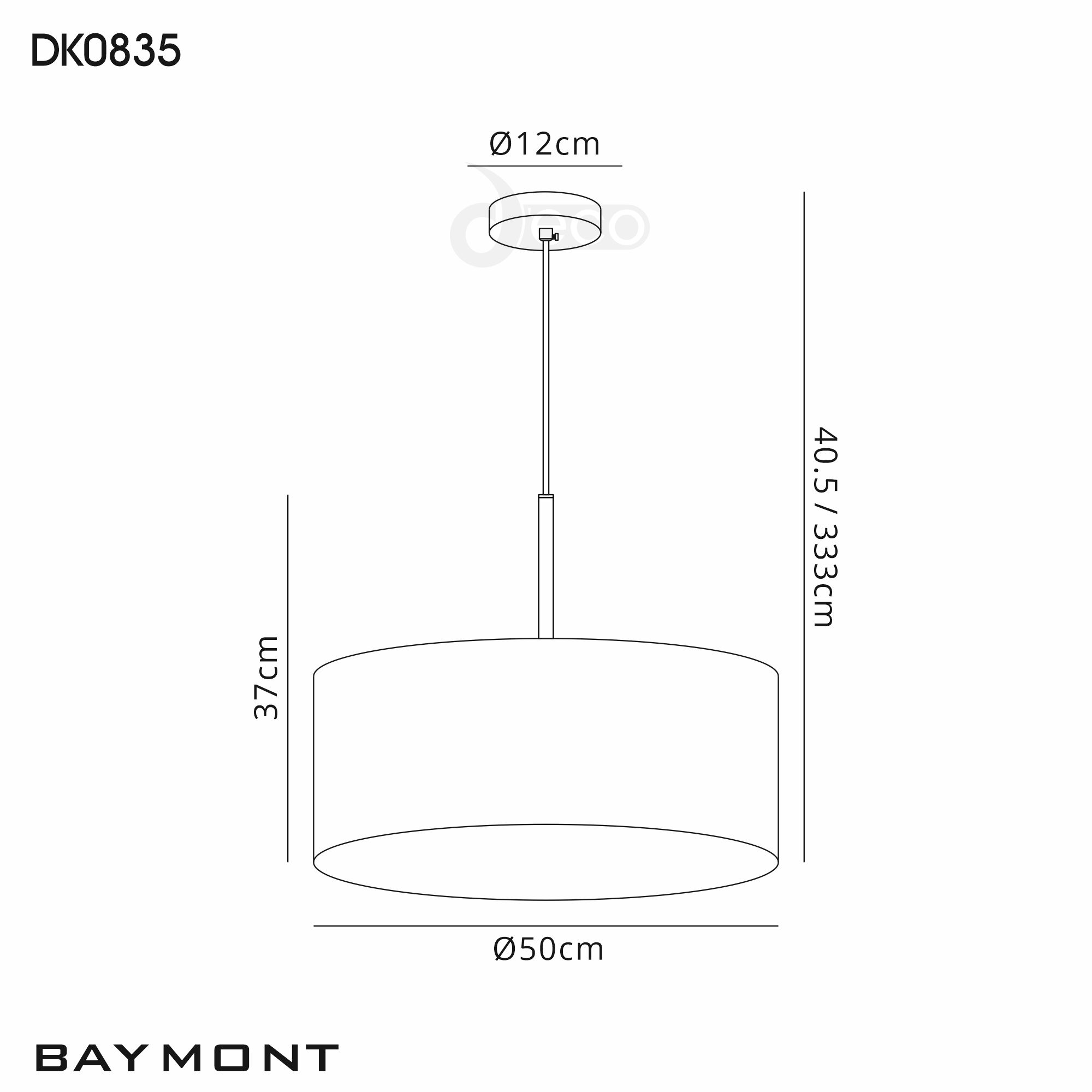 DK0835  Baymont 50cm 3 Light Pendant